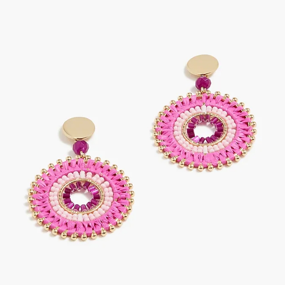 J.Crew beaded statement earrings, pink